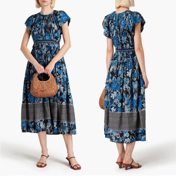 Ulla Johnson Dresses & Skirts - Ulla Johnson Lottie Midi Voile Dress | Lapis Blue Floral | Size 2